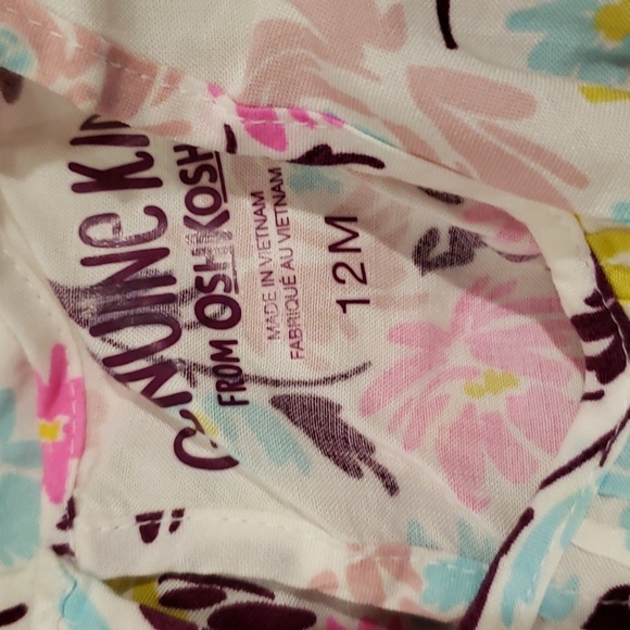 OshKosh Pretty Floral Top Girl 12 months Peplum Ruffle pink blue yellow purple - Picture 3 of 3